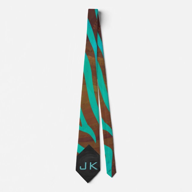 Zebra Brown och Teal med Monogram Slips (Framsida)