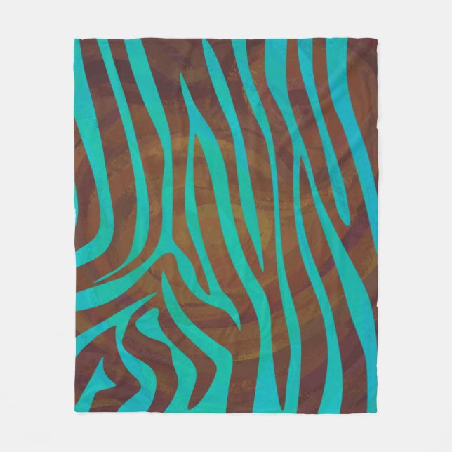 Zebra Brown och Teal Print Fleecefilt (Framsidan)