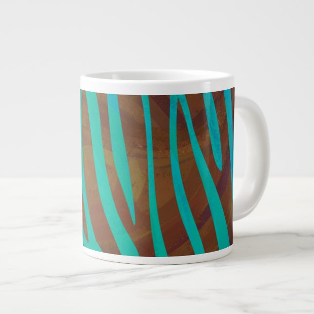 Zebra Brown och Teal Print Jumbo Mugg (Framsida höger)