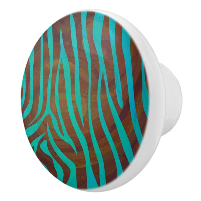 Zebra Brown och Teal Print Knopp (Höger)