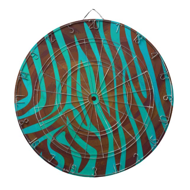 Zebra Brown och Teal Print Piltavla (Framsidan)