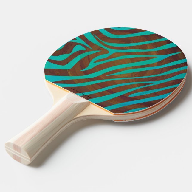 Zebra Brown och Teal Print Pingisracket (Frontvinkel)