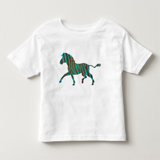 Zebra Brown och Teal Print shirts T-shirt (Framsida)