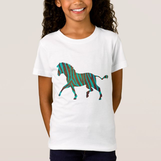 Zebra Brown och Teal Print shirts T-shirt (Framsida)