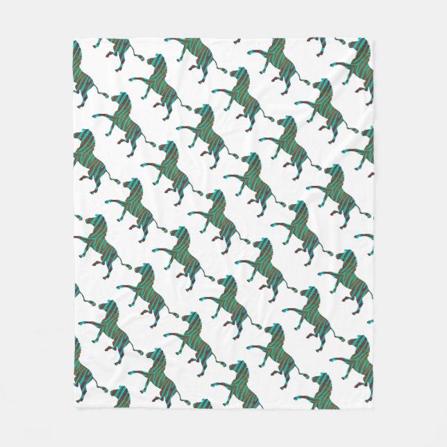 Zebra Brown och Teal Print Silhouette Fleecefilt (Framsidan)