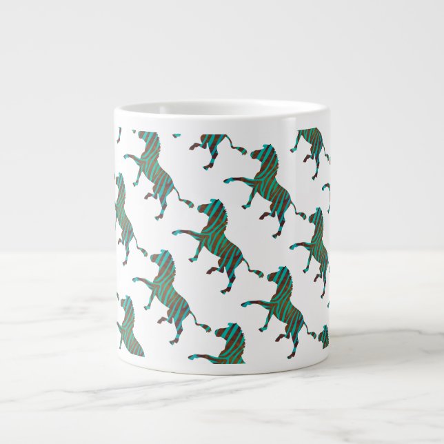 Zebra Brown och Teal Print Silhouette Jumbo Mugg (Framsidan)