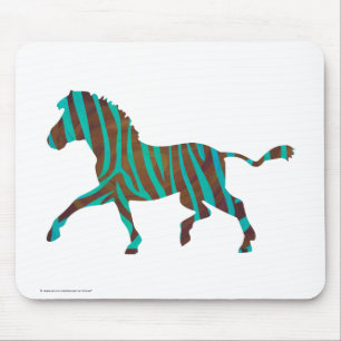 Zebra Brown och Teal Print Silhouette Musmatta