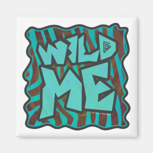 Zebra Brown och Teal Vild Me Design Design Magnet