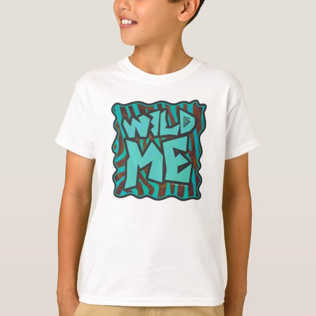 Zebra Brown och Teal Vild Me Design Design T-shirt (Framsida)