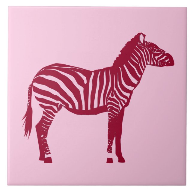 Zebra - Burgundy och Rosa Kakelplatta (Framsidan)
