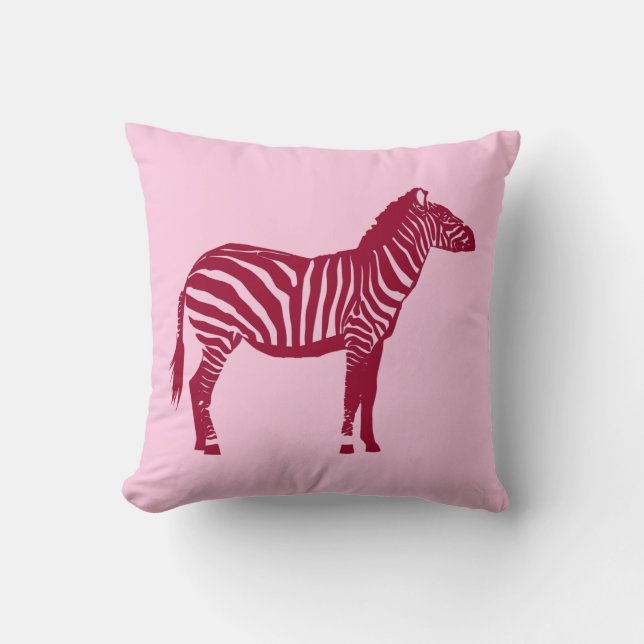 Zebra - Burgundy och Rosa Kudde (Framsida)