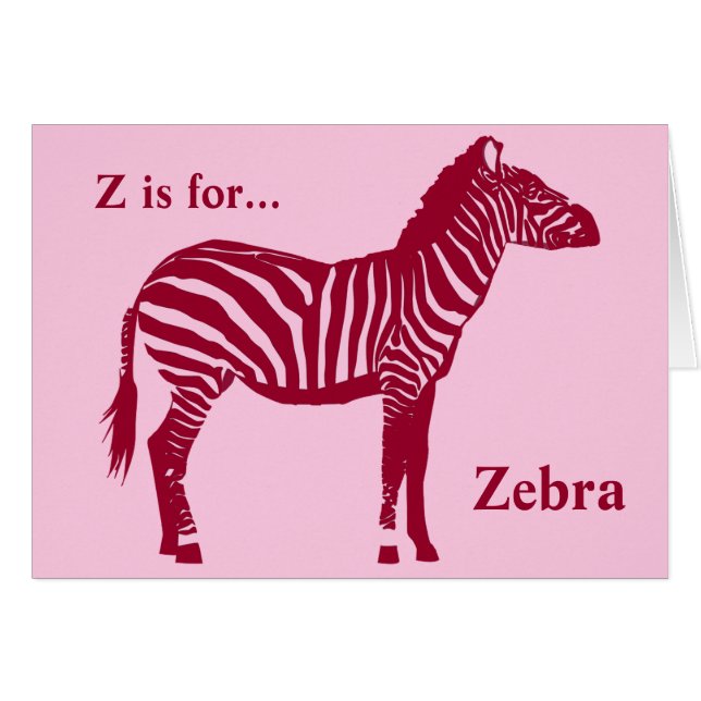 Zebra - Burgundy och Rosa OBS Kort (Framsidan Horizontal)