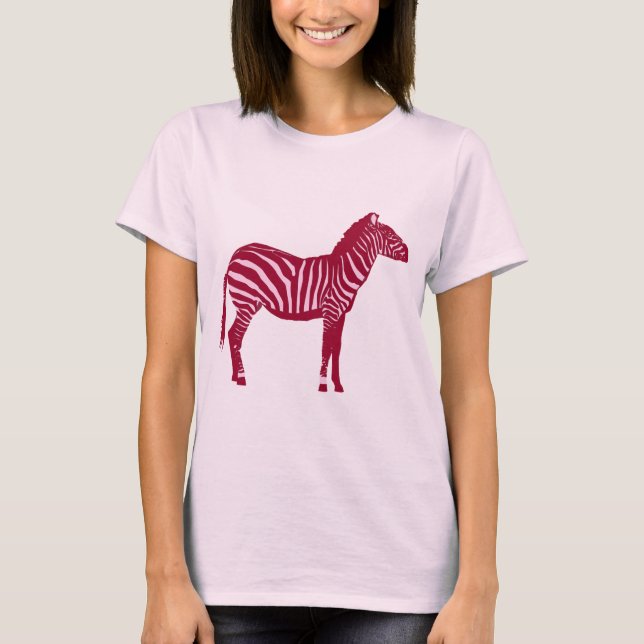 Zebra - Burgundy och Rosa Tee Shirt (Framsida)