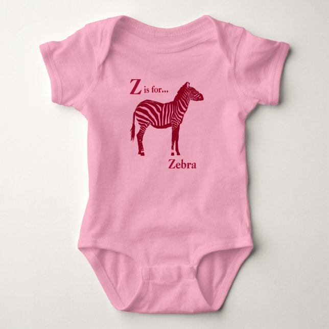 Zebra - Burgundy och Rosa Tee Shirt (Framsida)