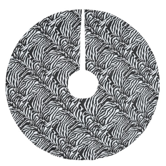 Zebra Camouflage Black and White Artistic Mönster Julgransmatta Borstad Polyester (Framsidan)