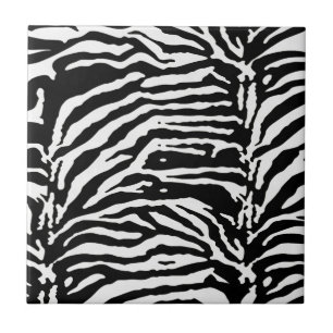 Zebra Camouflage Black and White Artistic Mönster Kakelplatta