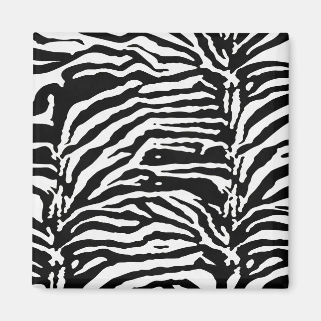 Zebra Camouflage Black and White Artistic Mönster Magnet (Framsidan)