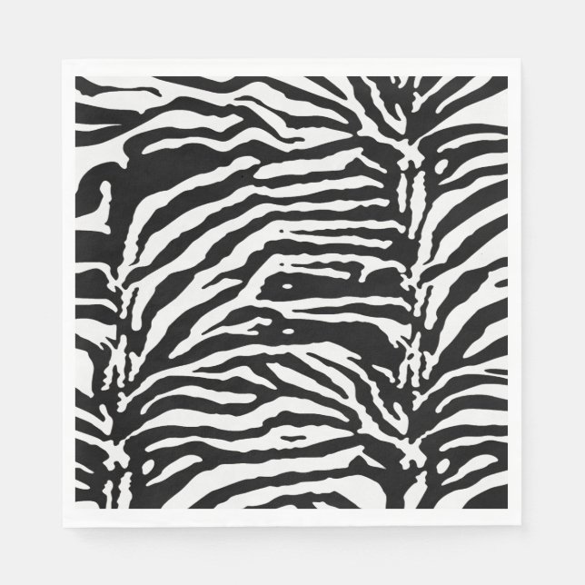 Zebra Camouflage Black and White Artistic Mönster Pappersservett (Framsidan)