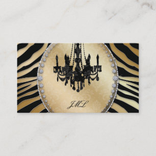 Zebra Chandelier Jewelry Black Guld Visitkort