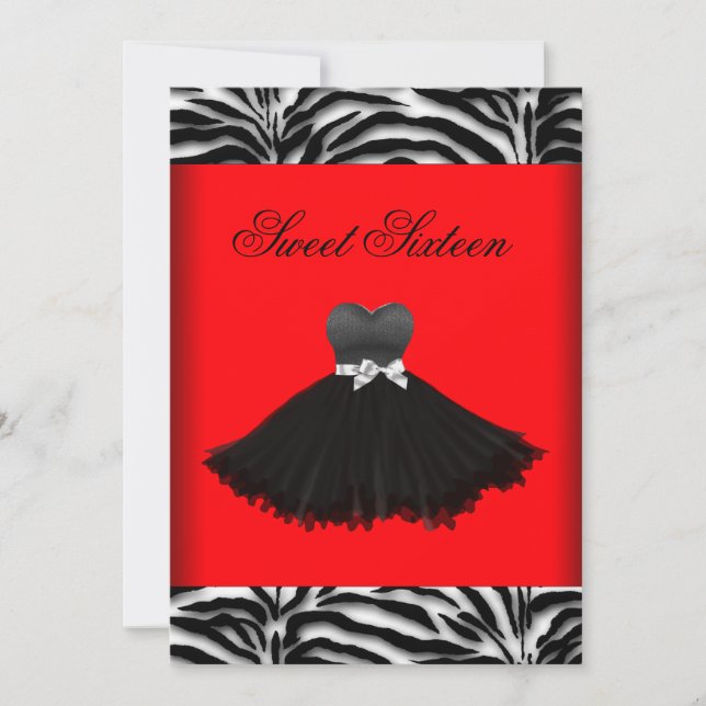 Zebra Chandelier Red Zebra Sweet sixteen Birthday Inbjudningar (Framsida)
