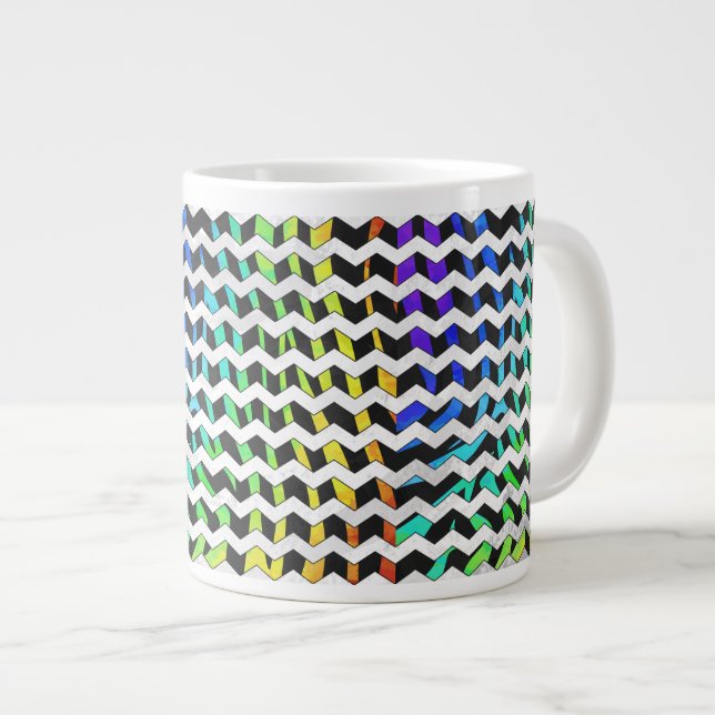 Zebra Chevron Black and Rainbow Print Jumbo Mugg (Framsida höger)
