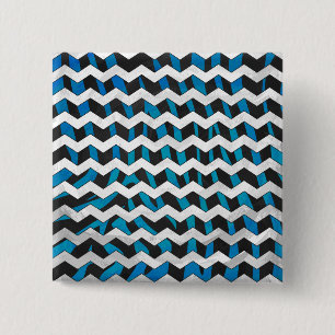 Zebra Chevron Black och Blue Knapp