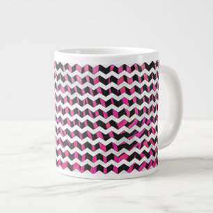 Zebra Chevron Black och Shock rosa Jumbo Mugg
