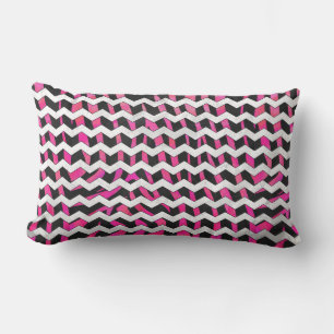 Zebra Chevron Black och Shock rosa Lumbarkudde
