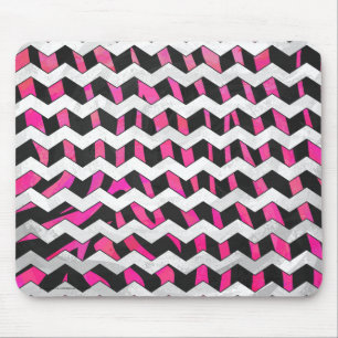 Zebra Chevron Black och Shock rosa Musmatta