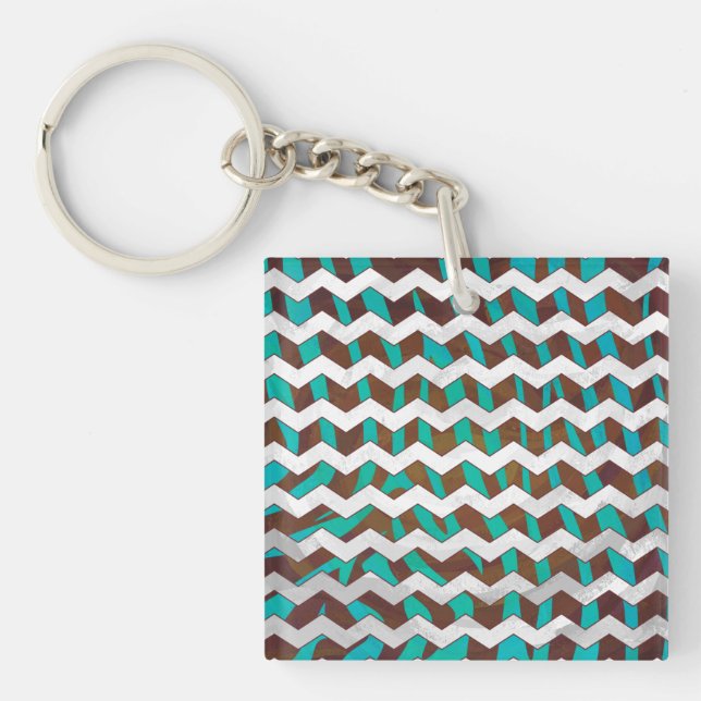 Zebra Chevron Brown och Teal Print (Framsidan)