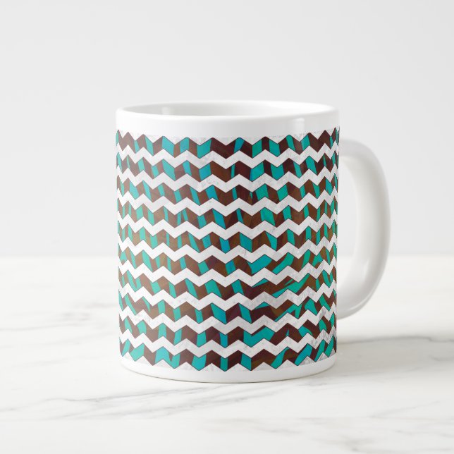 Zebra Chevron Brown och Teal Print Jumbo Mugg (Framsida höger)