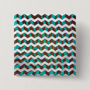 Zebra Chevron Brown och Teal Print Knapp
