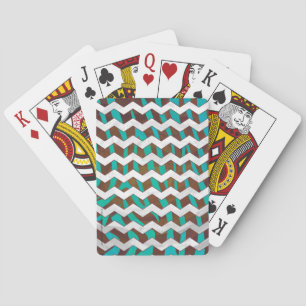 Zebra Chevron Brown och Teal Print Kortlek