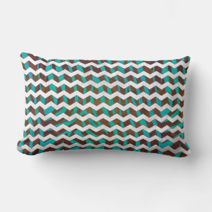 Zebra Chevron Brown och Teal Print Lumbarkudde