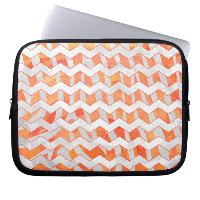 Zebra Chevron Orange and White Laptop Fodral (Framsidan)
