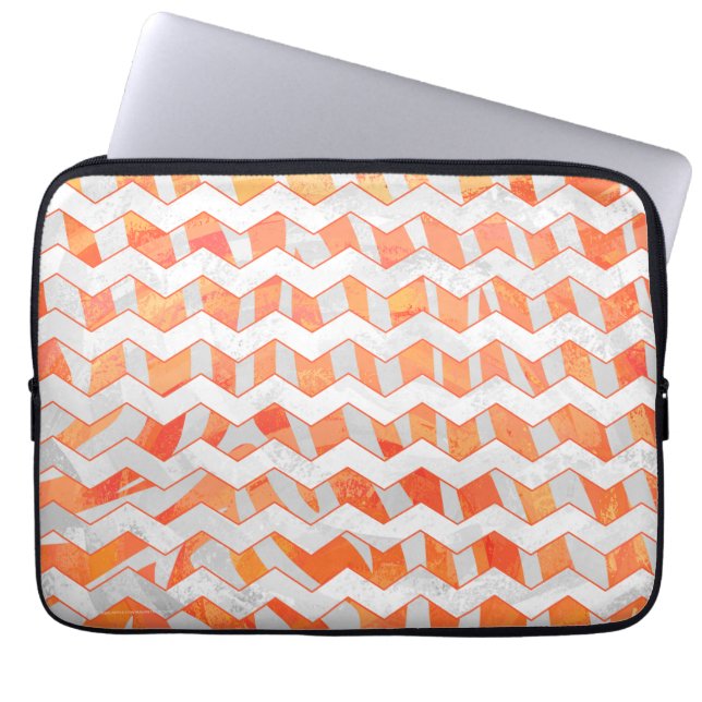 Zebra Chevron Orange and White Laptop Fodral (Framsidan)