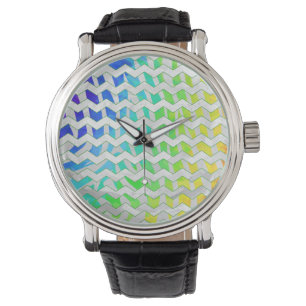 Zebra Chevron Rainbow and White Print Armbandsur