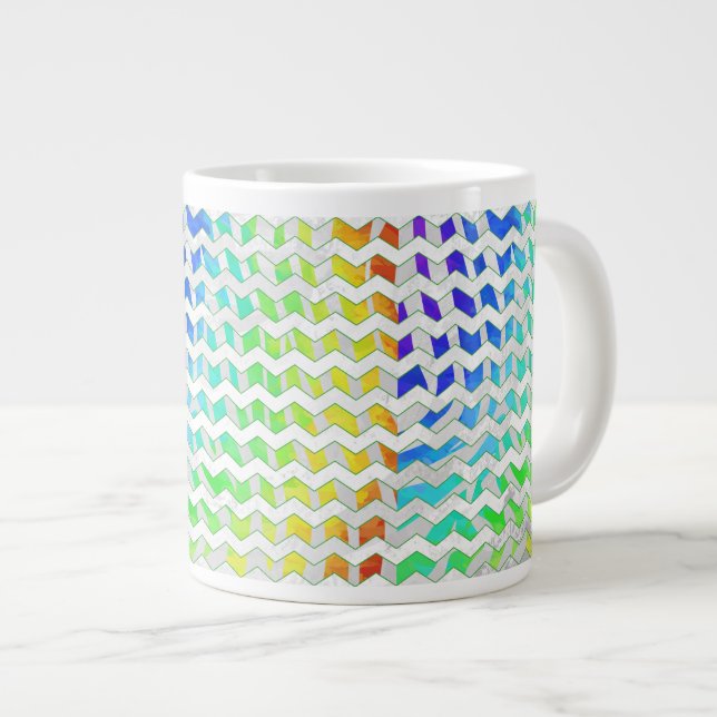 Zebra Chevron Rainbow and White Print Jumbo Mugg (Framsida höger)