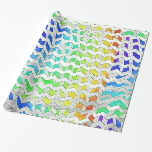 Zebra Chevron Rainbow and White Print Presentpapper (Utrullad)