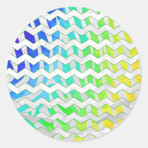 Zebra Chevron Rainbow and White Print Runt Klistermärke