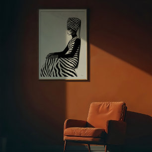 Zebra-Chic: Graphic Monochrome Mode Poster
