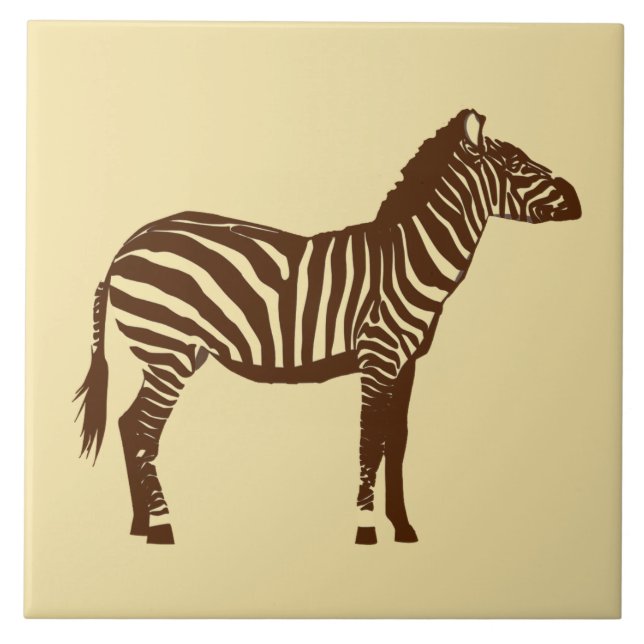 Zebra - Chocolate Brown och Camel Tan Kakelplatta (Framsidan)
