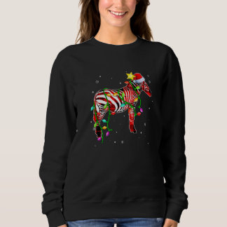 Zebra Christmas Santa Hat Xmas Lights Holidays T Shirt