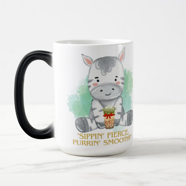 zebra-citattecken tecknad druckit te magisk mugg (Vänster)