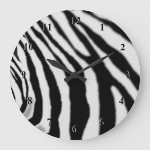 Zebra Clock - Black and White Modern Stripe - Art Stor Klocka