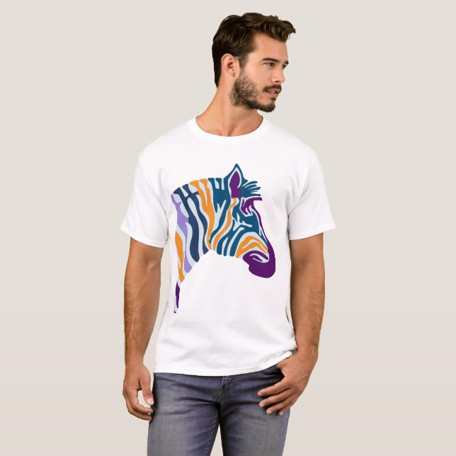 Zebra Colorful Pop Art T Shirt (Hel framsida)