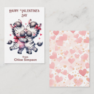 Zebra Couple Barn Valentine Classroom Party Anteckningskort