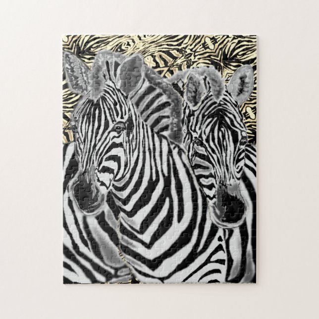 Zebra Couple Jigszle Puzzle Pussel (Vertikal)