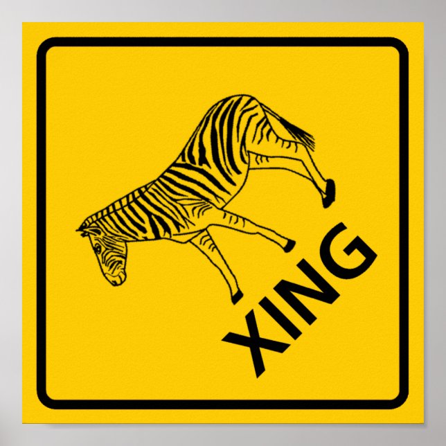 Zebra Crossing Highway Sign Poster (Framsidan)