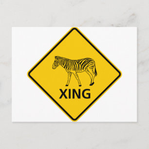 Zebra Crossing Highway Sign Vykort